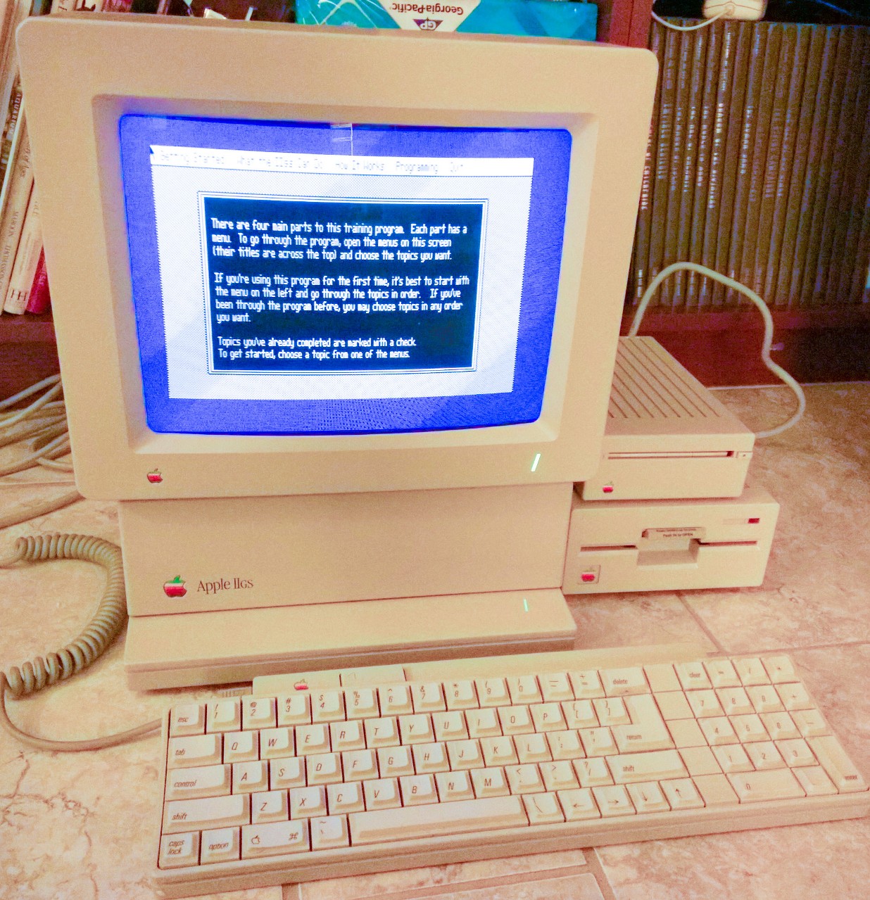Apple IIgs running a training program