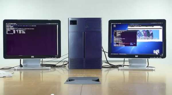 All-metal Indigo recreation running IRIX on two displays