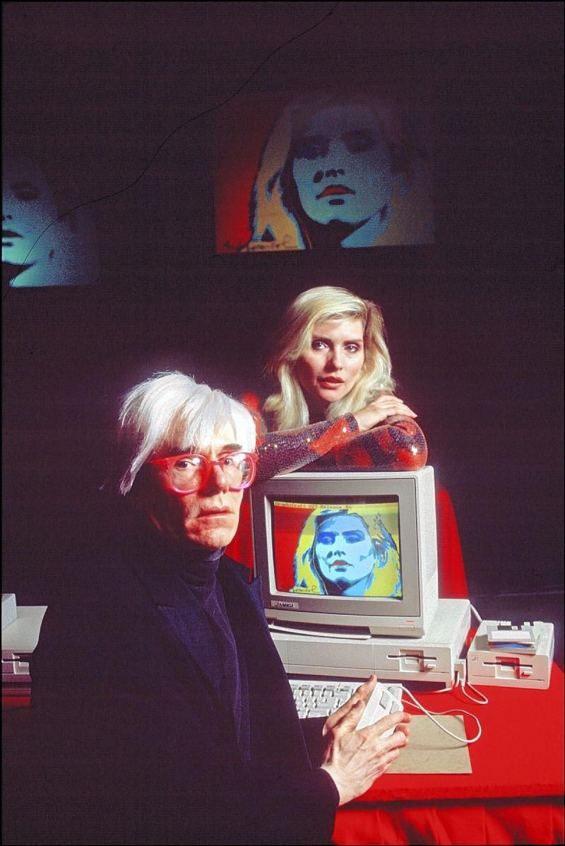 Andy Warhol and Debbie Harry at the Amiga premiere